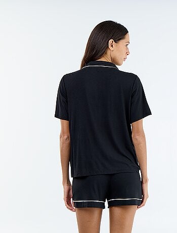 Pijama curto de viscose mesclada - 2 peças