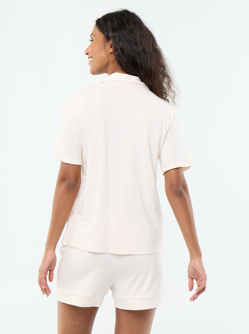 Pijama curto de viscose mesclada - 2 peças Rosa - Kiabi