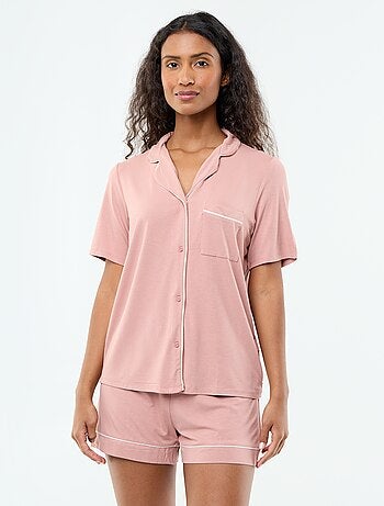 Pijama curto de viscose mesclada - 2 peças
