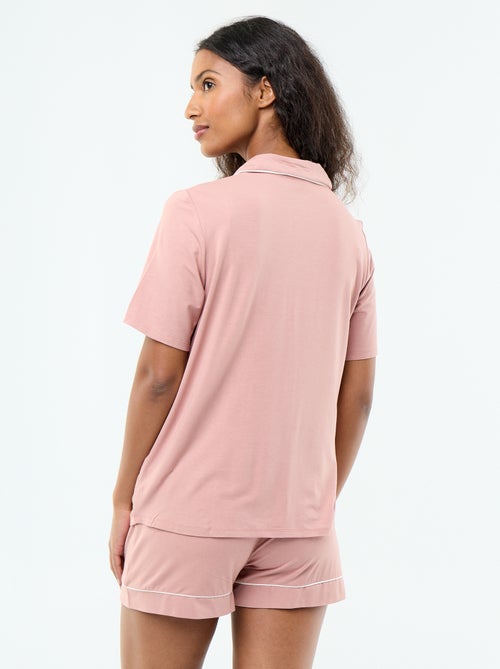 Pijama curto de viscose mesclada - 2 peças - Kiabi