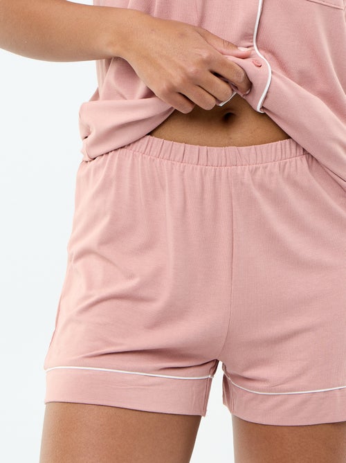 Pijama curto de viscose mesclada - 2 peças - Kiabi