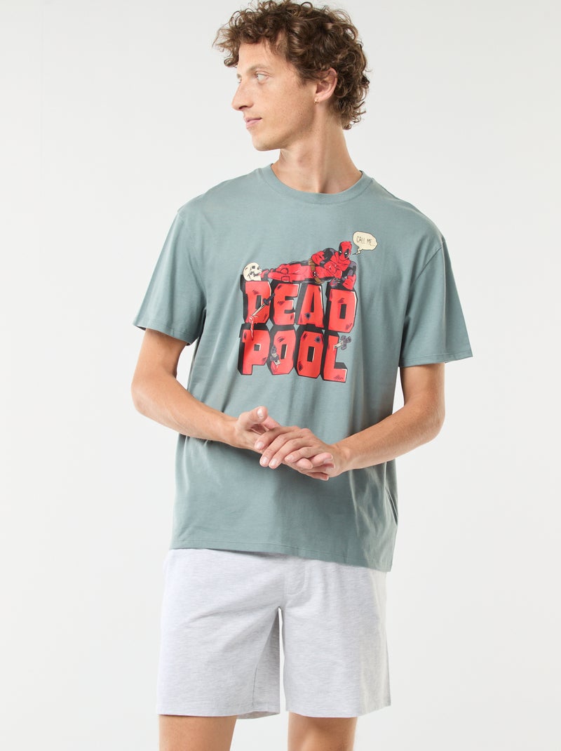 Pijama curto 'Deadpool' 'Marvel' com t-shirt manga curta + calções - 2 peças Azul - Kiabi