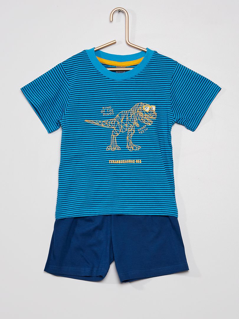 Pijama curto 'dinossauro' Azul - Kiabi