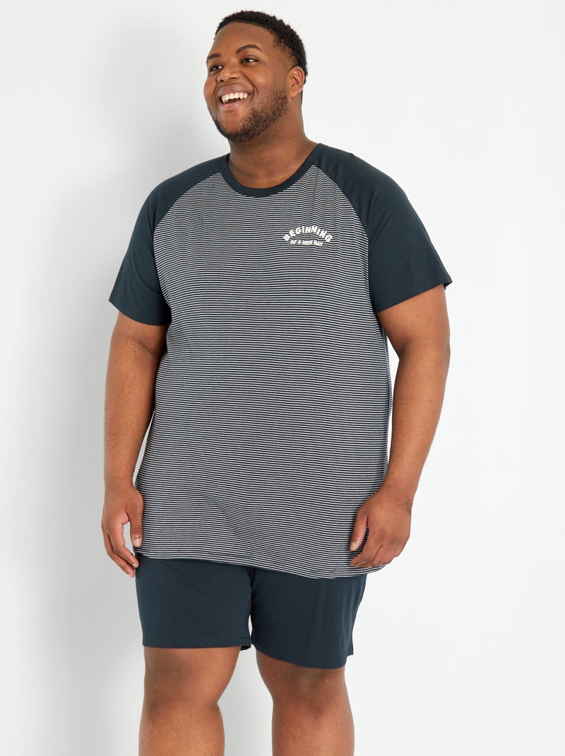 Pijama curto em algodão Azul Naval - Kiabi