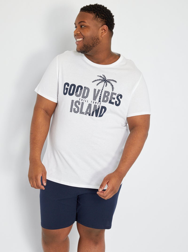 Pijama curto em algodão BRANCO - Kiabi