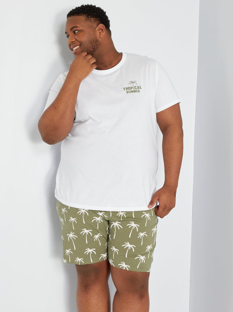 Pijama curto em algodão CAQUI - Kiabi