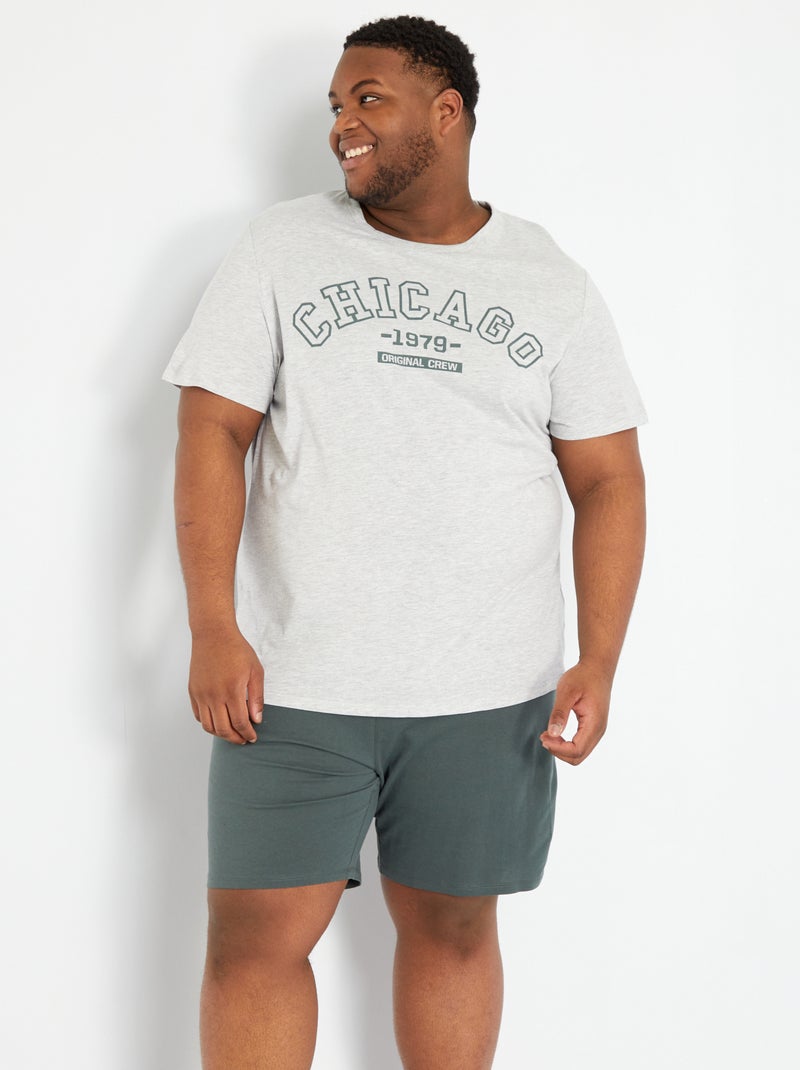 Pijama curto em algodão CINZA - Kiabi