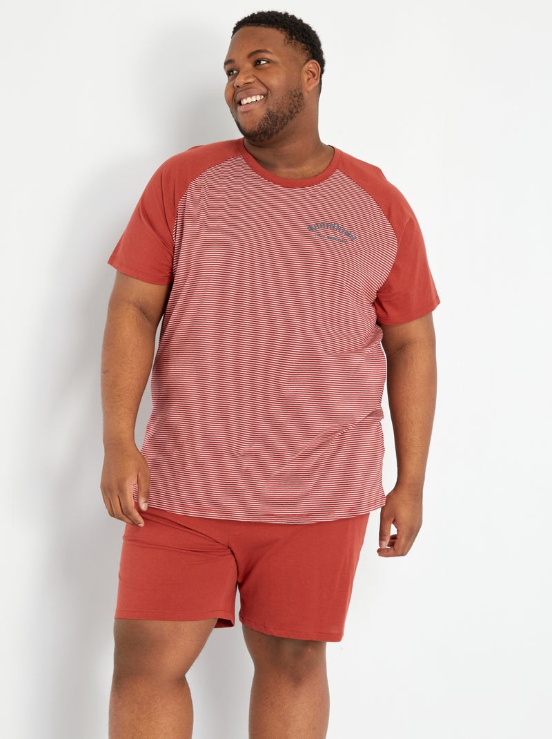 Pijama curto em algodão VERMELHO - Kiabi