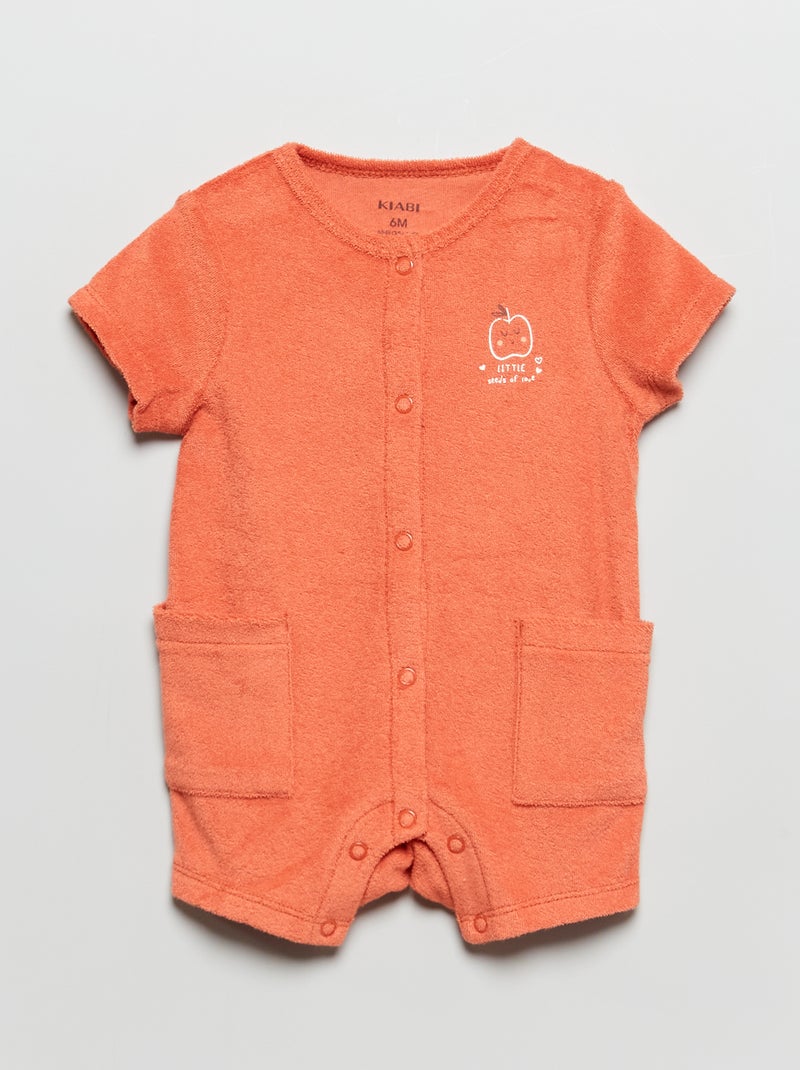 Pijama curto em felpa estampado de 1 peça ROXO - Kiabi