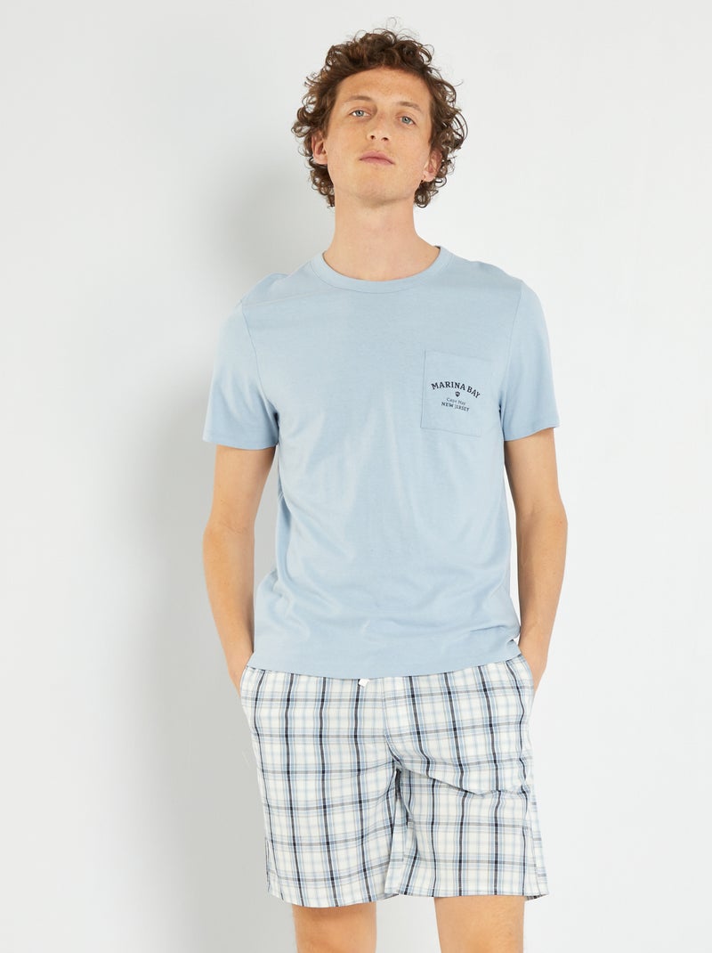 Pijama curto em jersey - 2 peças AZUL - Kiabi