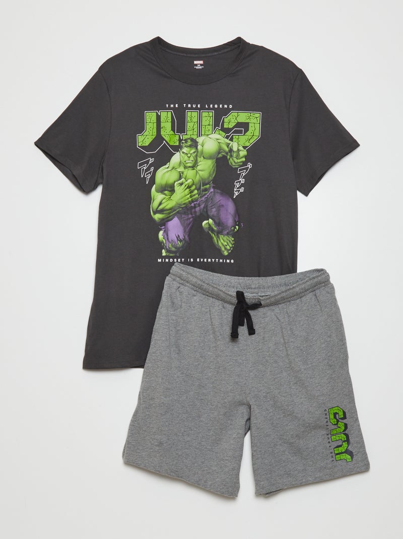 Pijama curto em jersey  - 2 peças CINZA - Kiabi