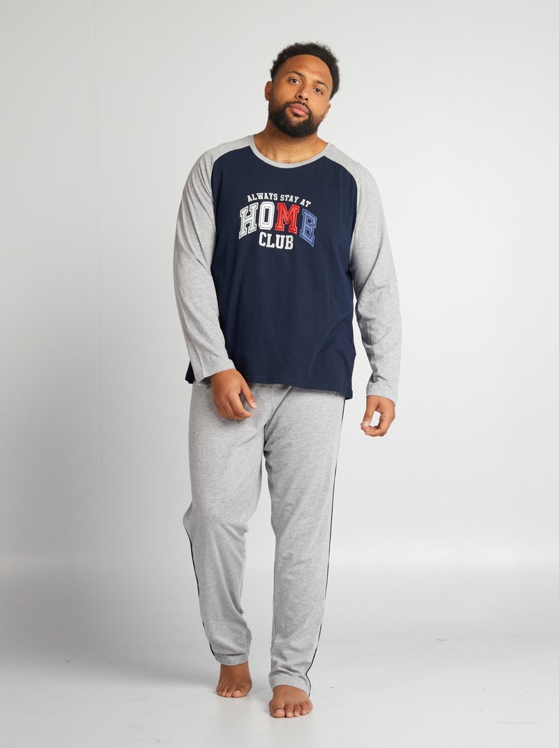Pijama curto em jersey - T-shirt + calças - 2 peças CINZA - Kiabi