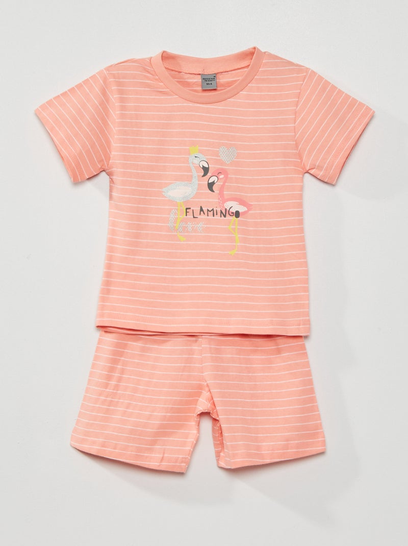 Pijama curto em jersey estampado 'tucano' Rosa - Kiabi