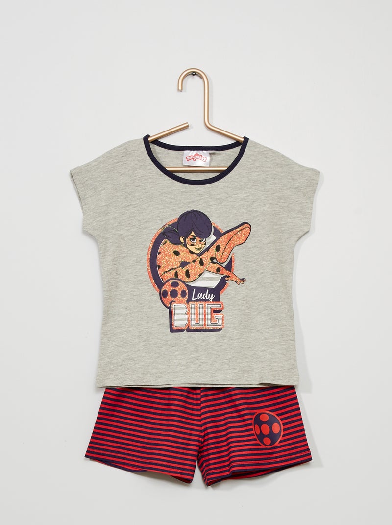 Pijama curto em jersey 'Miraculous' - 2 peças Cinza/ Vermelho - Kiabi