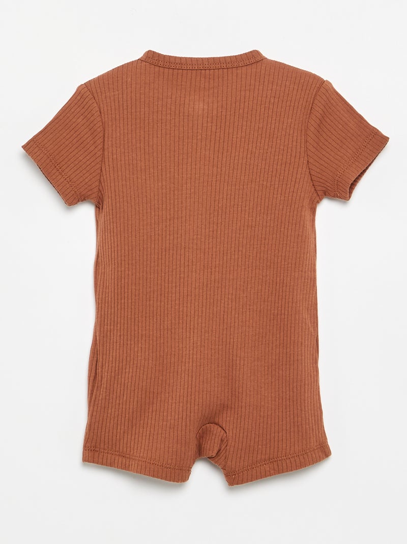 Pijama curto em malha canelada para dormir bem Castanho - Kiabi