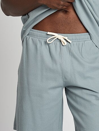 Pijama curto em malha gofrada - 2 peças