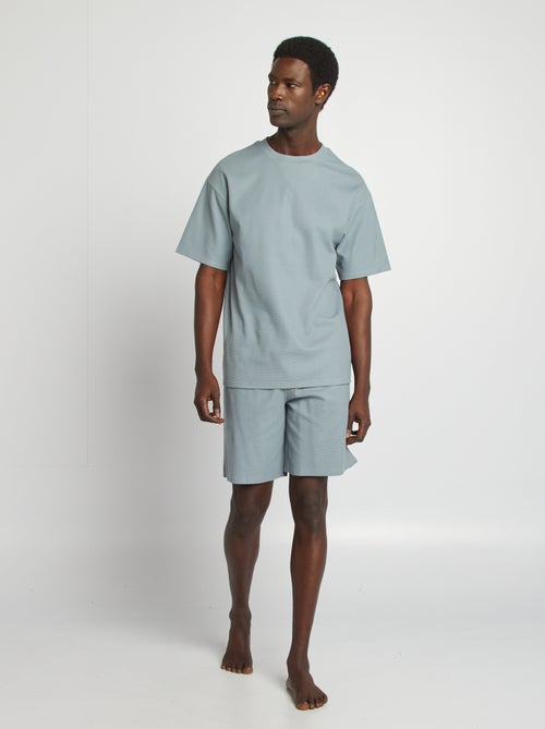 Pijama curto em malha gofrada - 2 peças - Kiabi