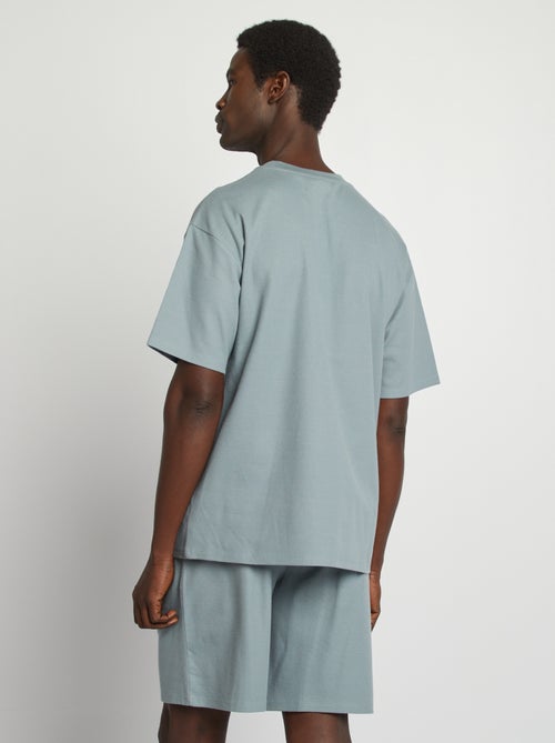 Pijama curto em malha gofrada - 2 peças - Kiabi