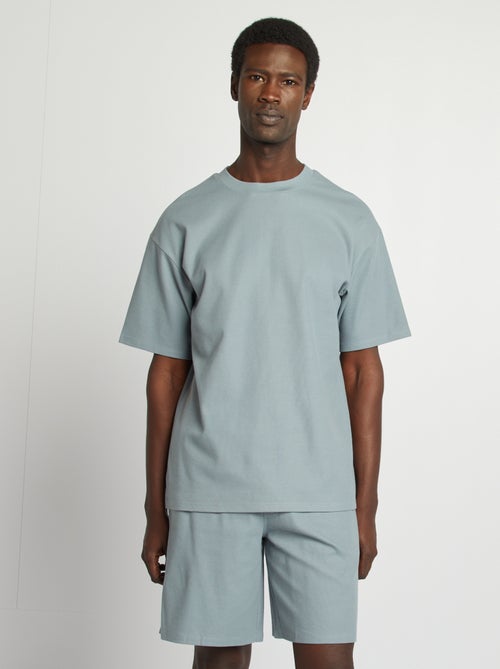 Pijama curto em malha gofrada - 2 peças - Kiabi