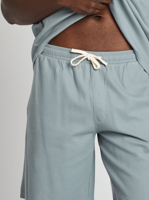 Pijama curto em malha gofrada - 2 peças - Kiabi