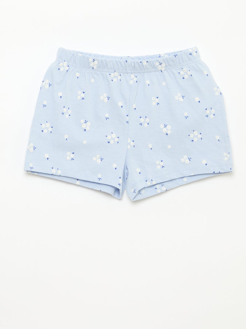 Pijama Curto Estampado - 2 Peças Azul - Kiabi