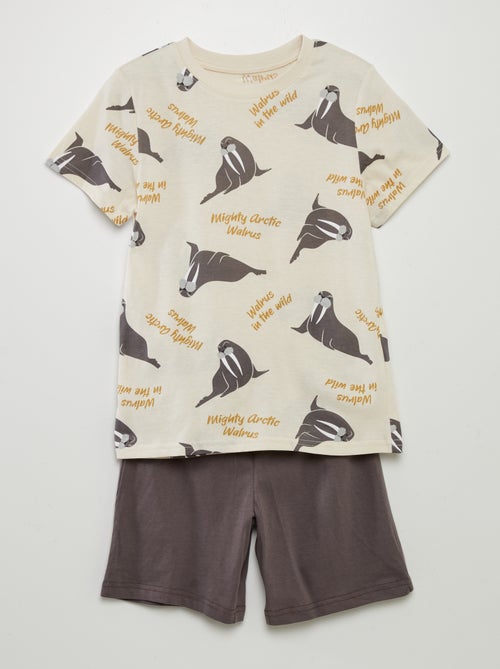 Pijama curto estampado - 2 peças - Kiabi