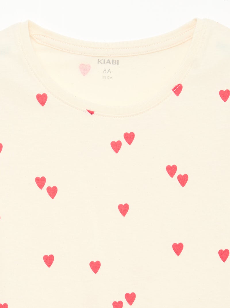 Pijama Curto Estampado - 2 Peças Branco - Kiabi