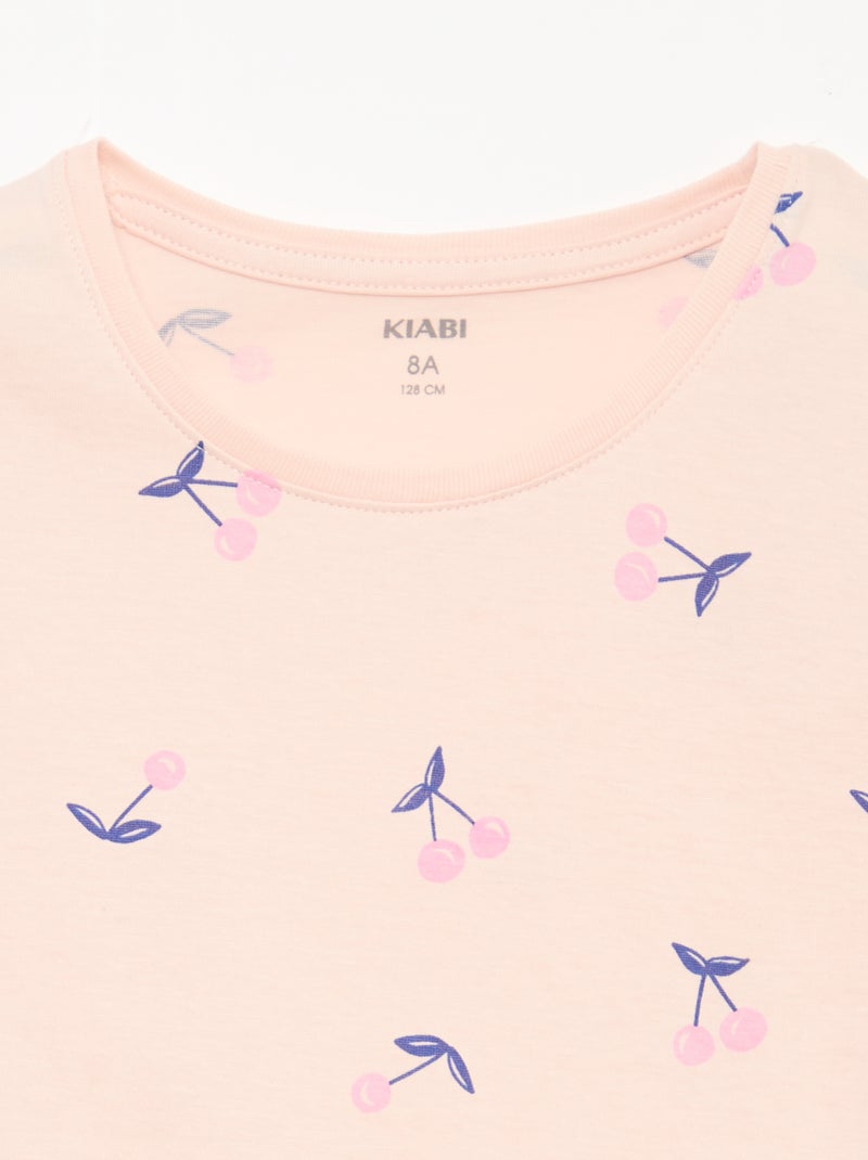 Pijama Curto Estampado - 2 Peças Rosa - Kiabi