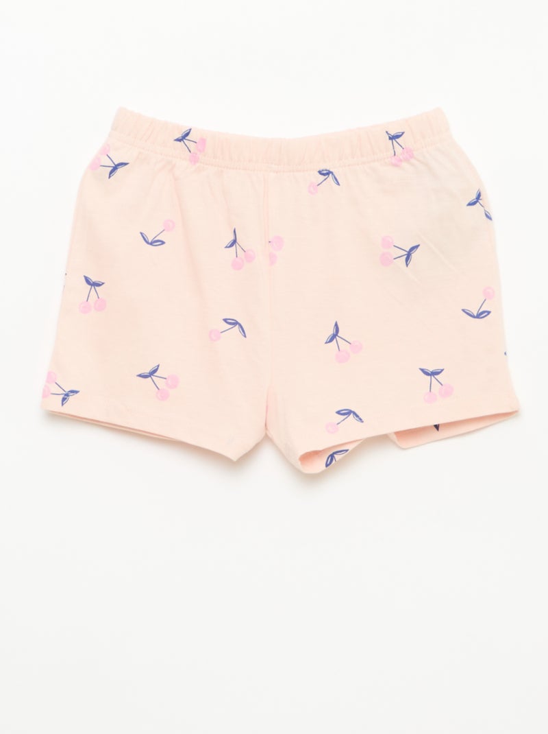 Pijama Curto Estampado - 2 Peças Rosa - Kiabi