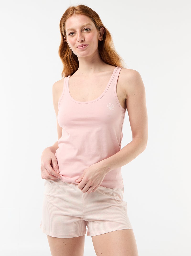 Pijama curto estampado - 2 peças Rosa - Kiabi