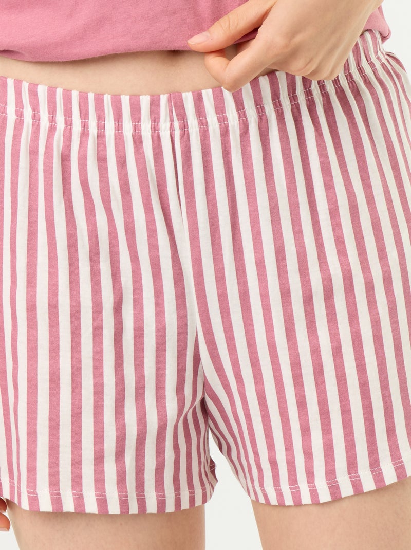 Pijama curto estampado - 2 peças Rosa - Kiabi