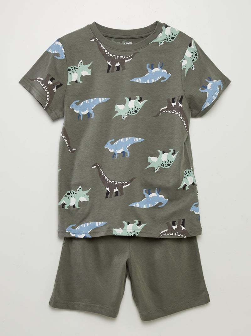 Pijama curto estampado - 2 peças VERDE - Kiabi