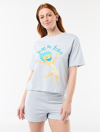 Pijama curto estampado "Divertida-mente" - 2 peças