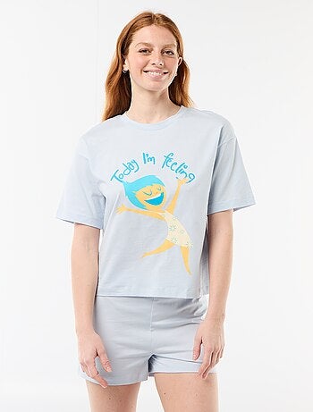 Pijama curto estampado "Divertida-mente" - 2 peças