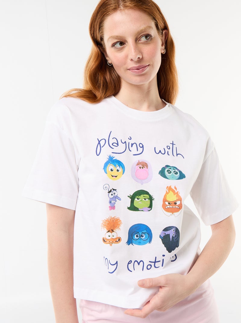 Pijama curto estampado "Divertida-mente" - 2 peças Branco - Kiabi