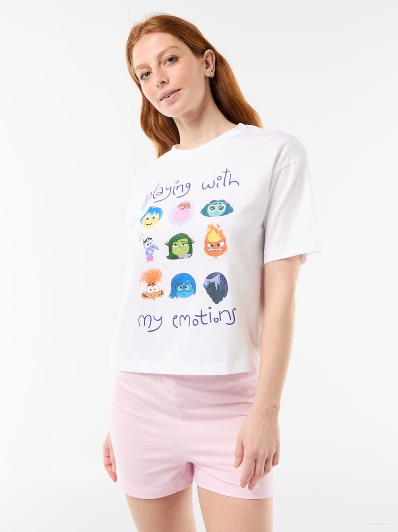 Pijama curto estampado "Divertida-mente" - 2 peças Branco - Kiabi