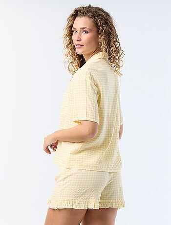 Pijama curto estampado em voile de algodão - 2 peças