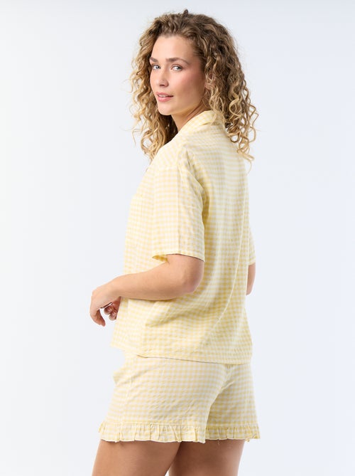 Pijama curto estampado em voile de algodão - 2 peças - Kiabi