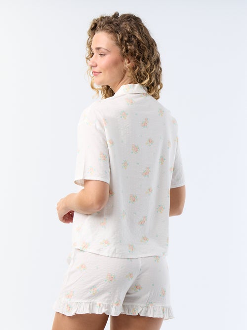 Pijama curto estampado em voile de algodão - 2 peças - Kiabi