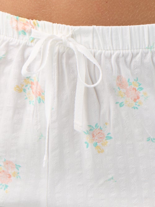 Pijama curto estampado em voile de algodão - 2 peças - Kiabi