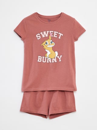 Pijama curto estampado 'Miss Bunny' - 2 peças