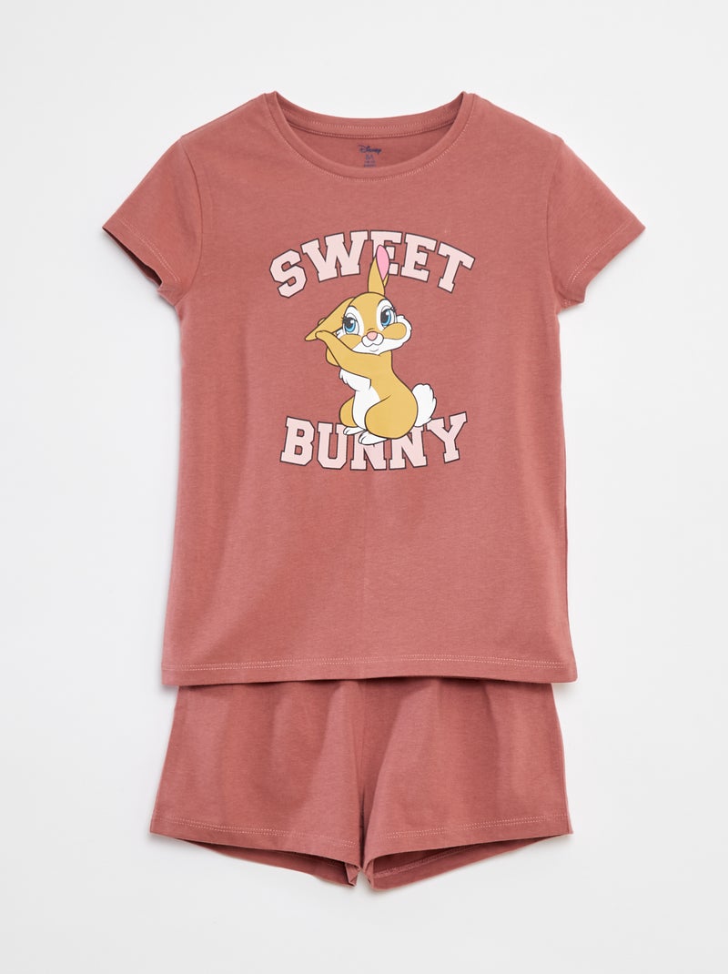Pijama curto estampado 'Miss Bunny' - 2 peças Rosa - Kiabi