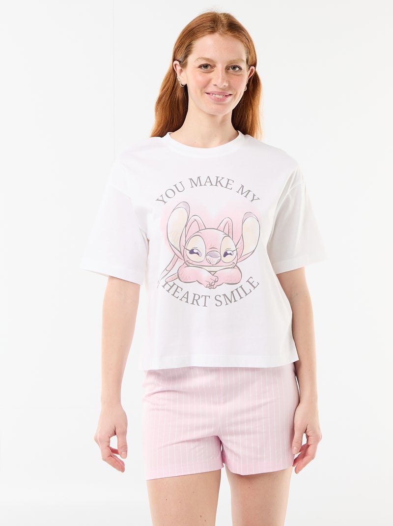 Pijama curto estampado 'Stitch' - 2 peças Branco - Kiabi