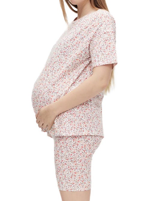 Pijama Curto Floral Branco de Grávida Mamalicious Biker - Kiabi Pijama Curto Floral Branco de Grávida Mamalicious Biker - Kiabi