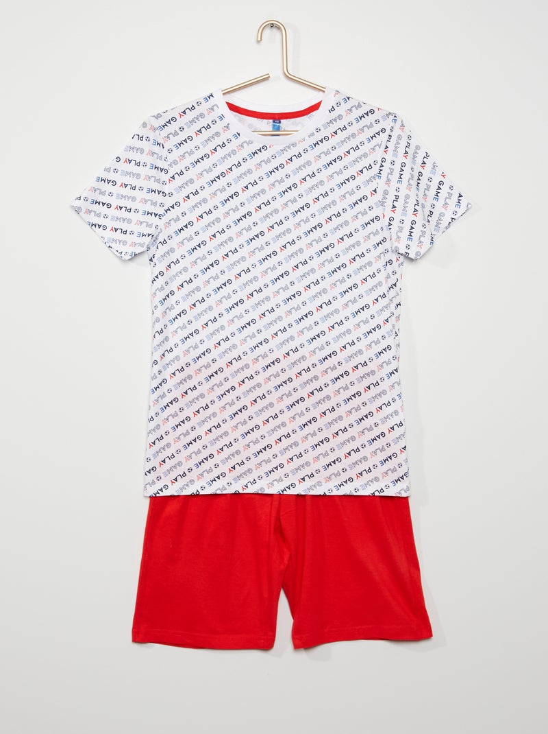 Pijama curto 'Futebol' Vermelho - Kiabi