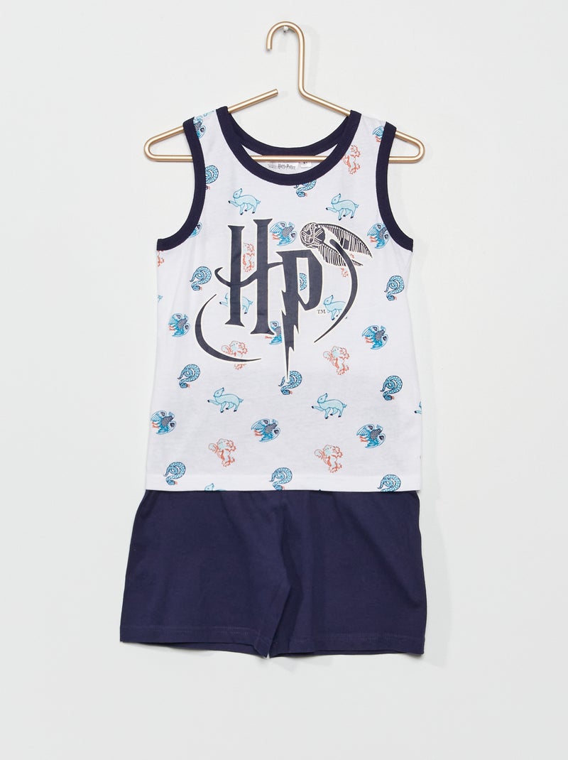 Pijama curto 'Harry Potter' - 2 peças Branco/ Azul - Kiabi