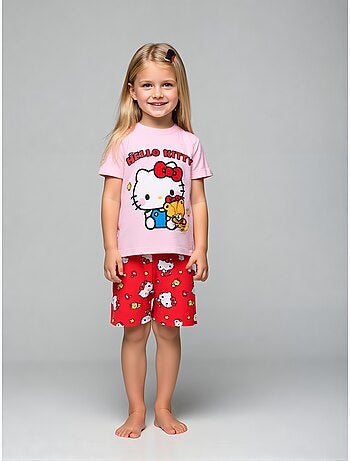 Pijama curto hello kitty rosa menina | licença oficial