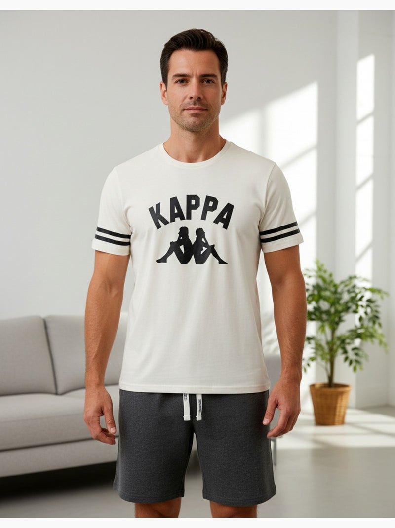 Pijama Curto Homem Algodão KAPPA Bege - Kiabi
