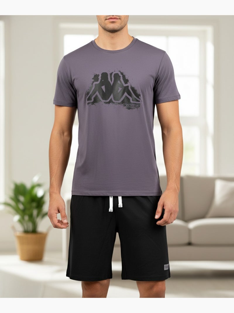 Pijama Curto Homem Algodão KAPPA Cinza antracite - Kiabi