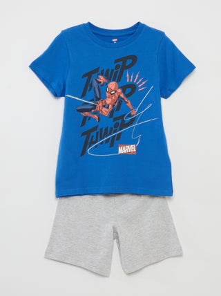 Pijama curto 'Homem-Aranha' 'Marvel' - 2 peças